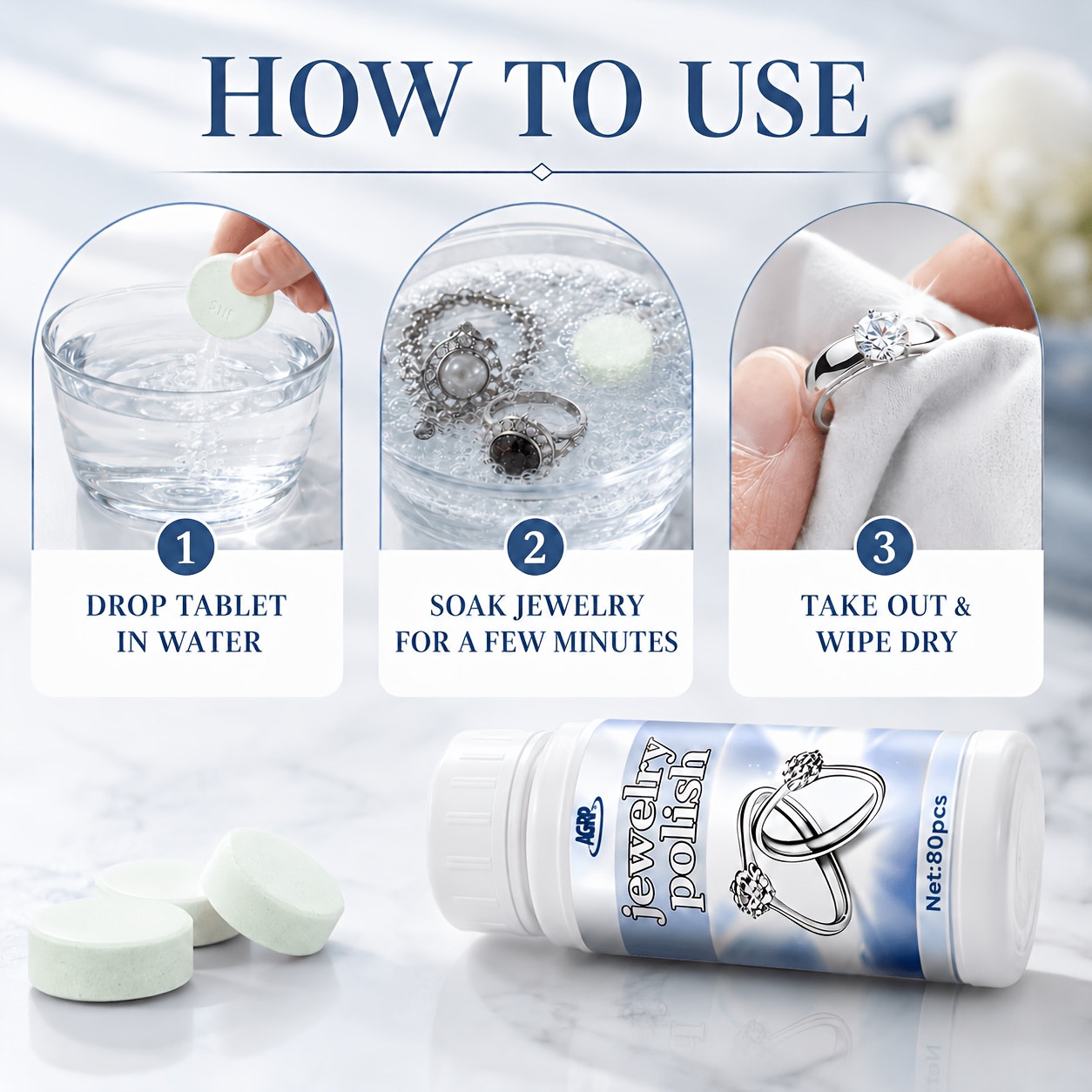 Jewelry Polishing Effervescent Tablets for Care